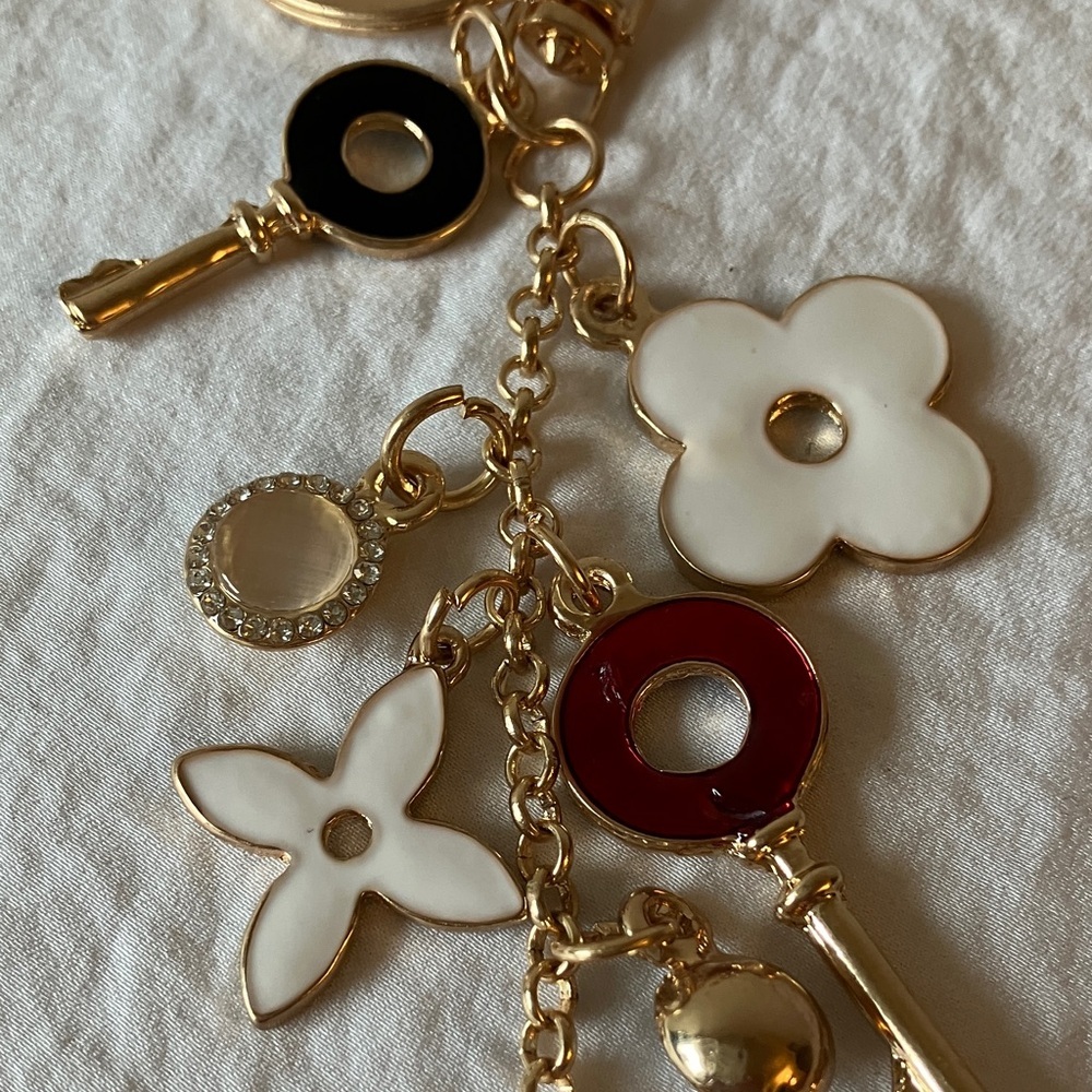 Gold Tone & Red Charm Keychain - Picture 3 of 11